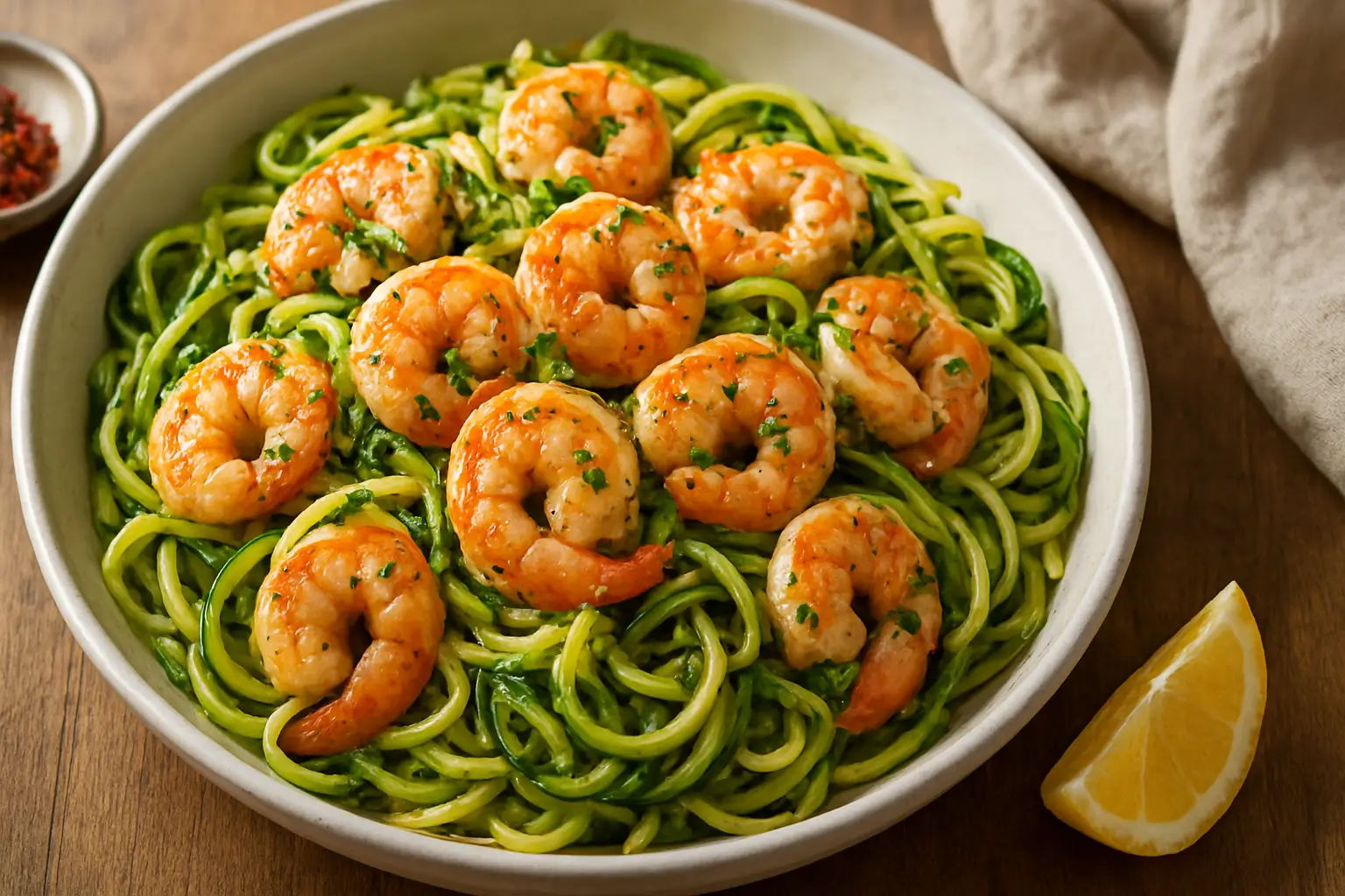 Thumbnail for 5-Minute Zucchini Noodle Shrimp Scampi for Weight Loss