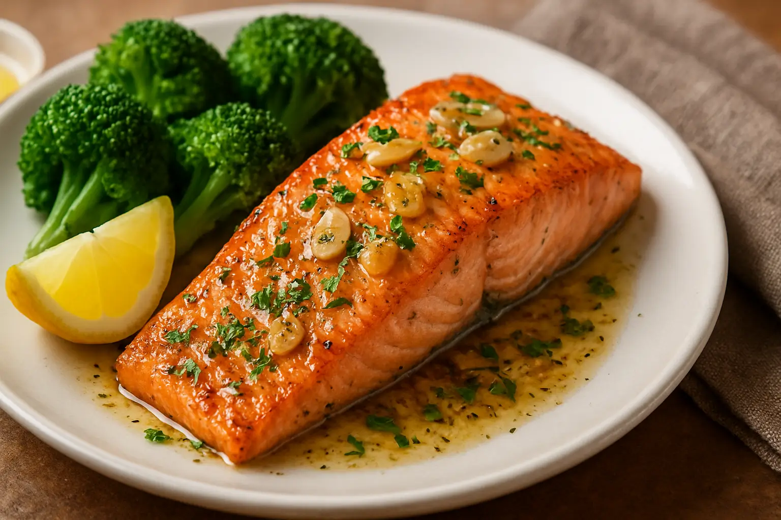 Thumbnail for Easy Garlic Butter Salmon for Weight Loss (Only 350 Calories!)